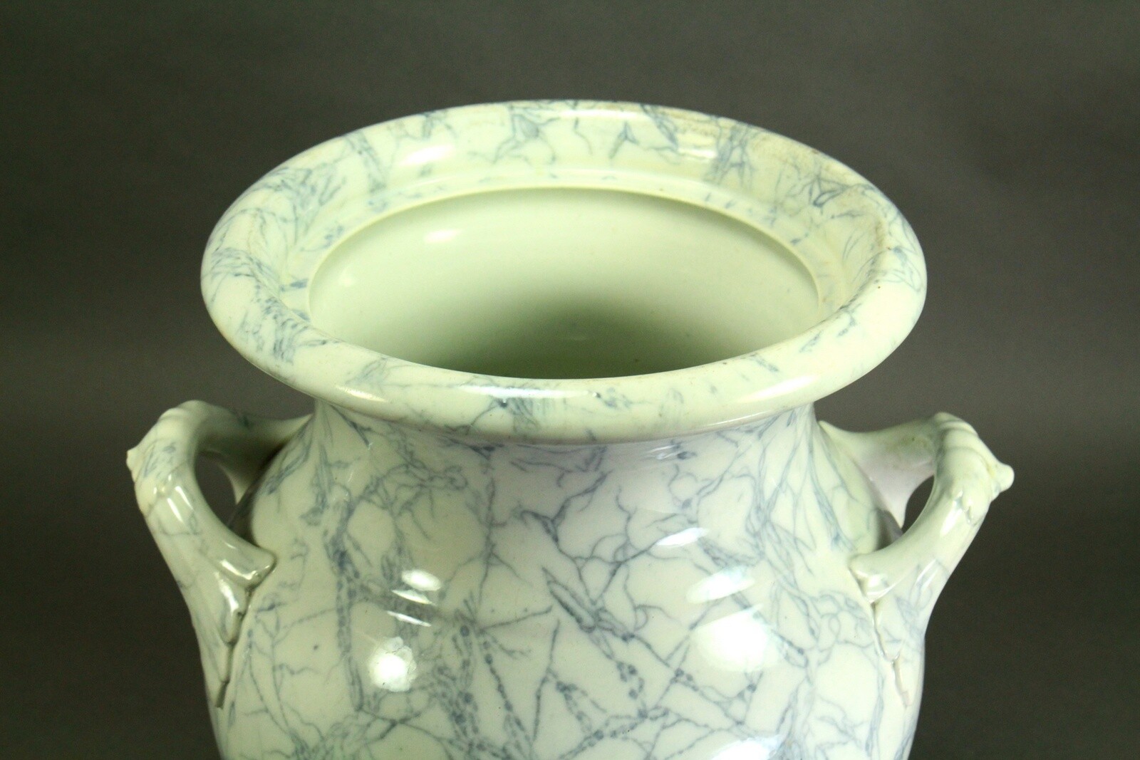 ^ Antique 1860’s ASHWORTH Bros. Hanley Marble-Glaze Pottery Handled Urn Vase 14″