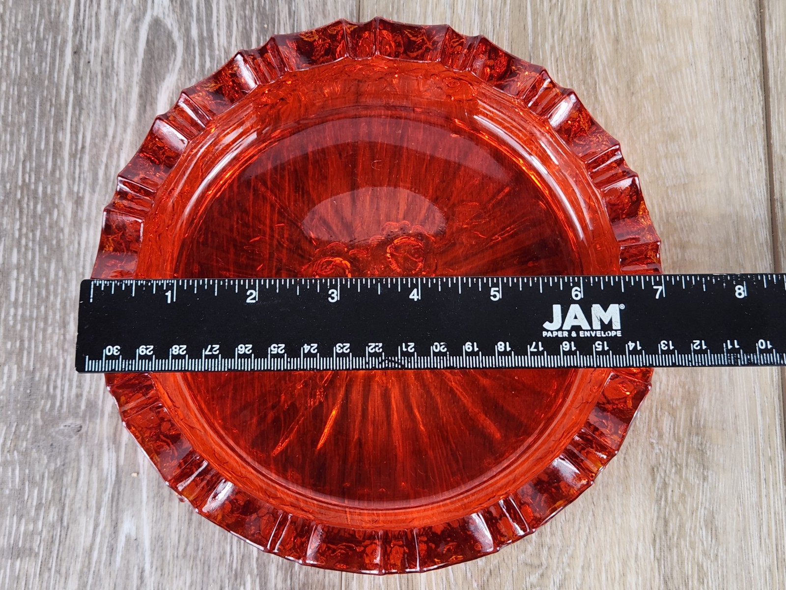 Fenton Ruby Red Heavy Glass Cabbage Rose Ashtray – GLOWS!
