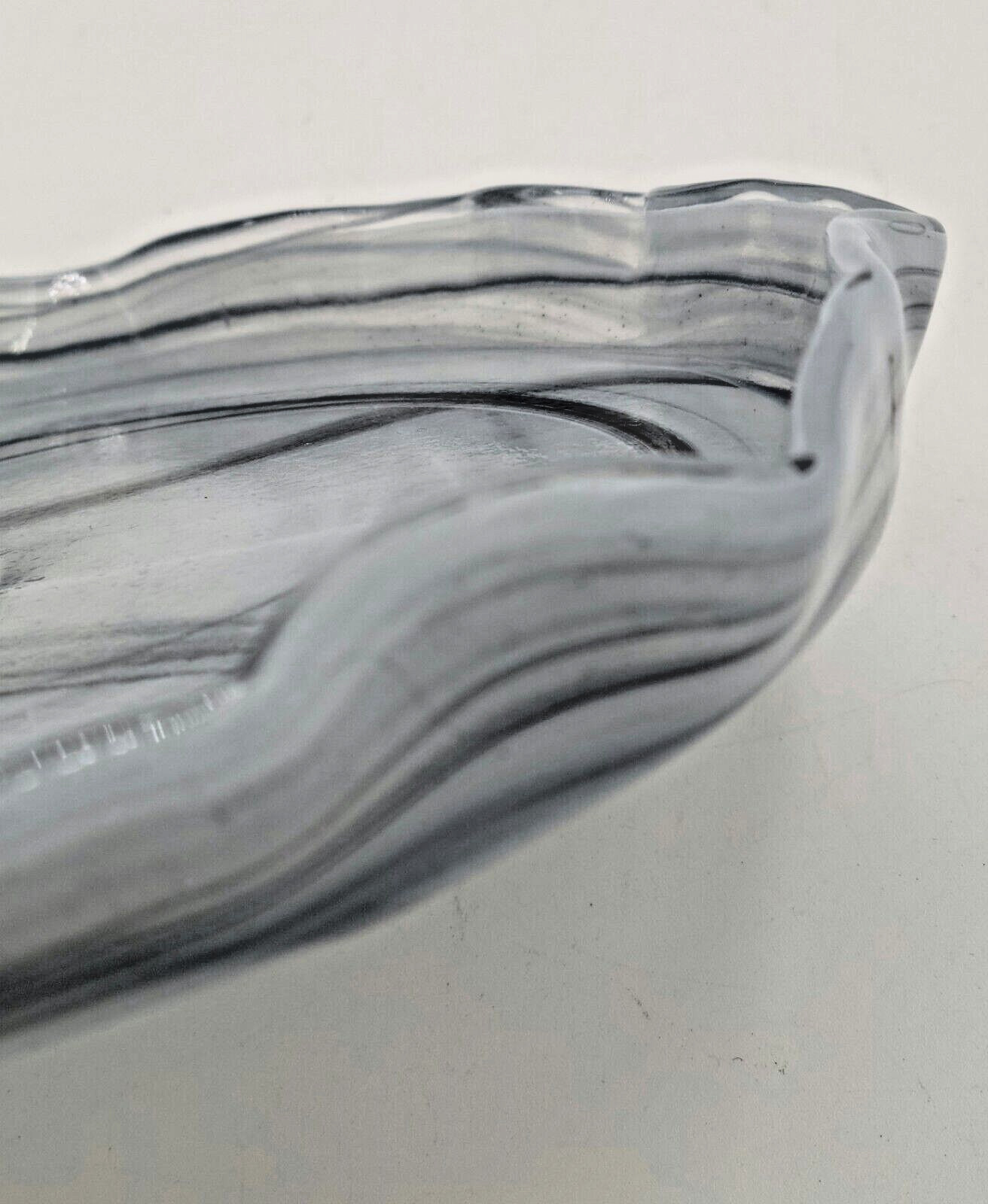 Blown Glass Vase Sculpture Cake Stand Holder Black & White Marbled *FREE SHIP*