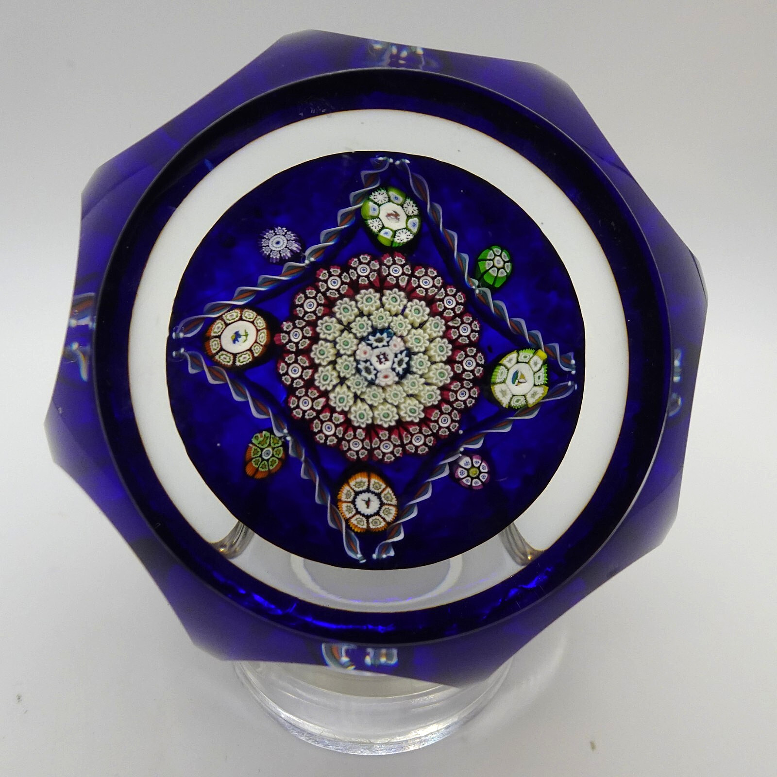 Perthshire 1979B Annual Ltd Ed Magnum Paperweight “Blue Silhouette” Millefiori