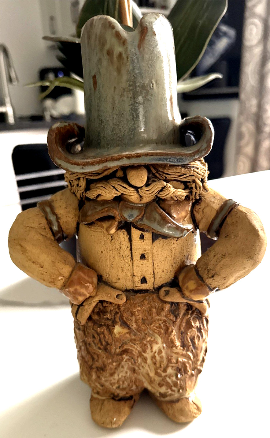 VTG Studio Pottery Whimsical Signed Character Cowboy 1980. Bank mc