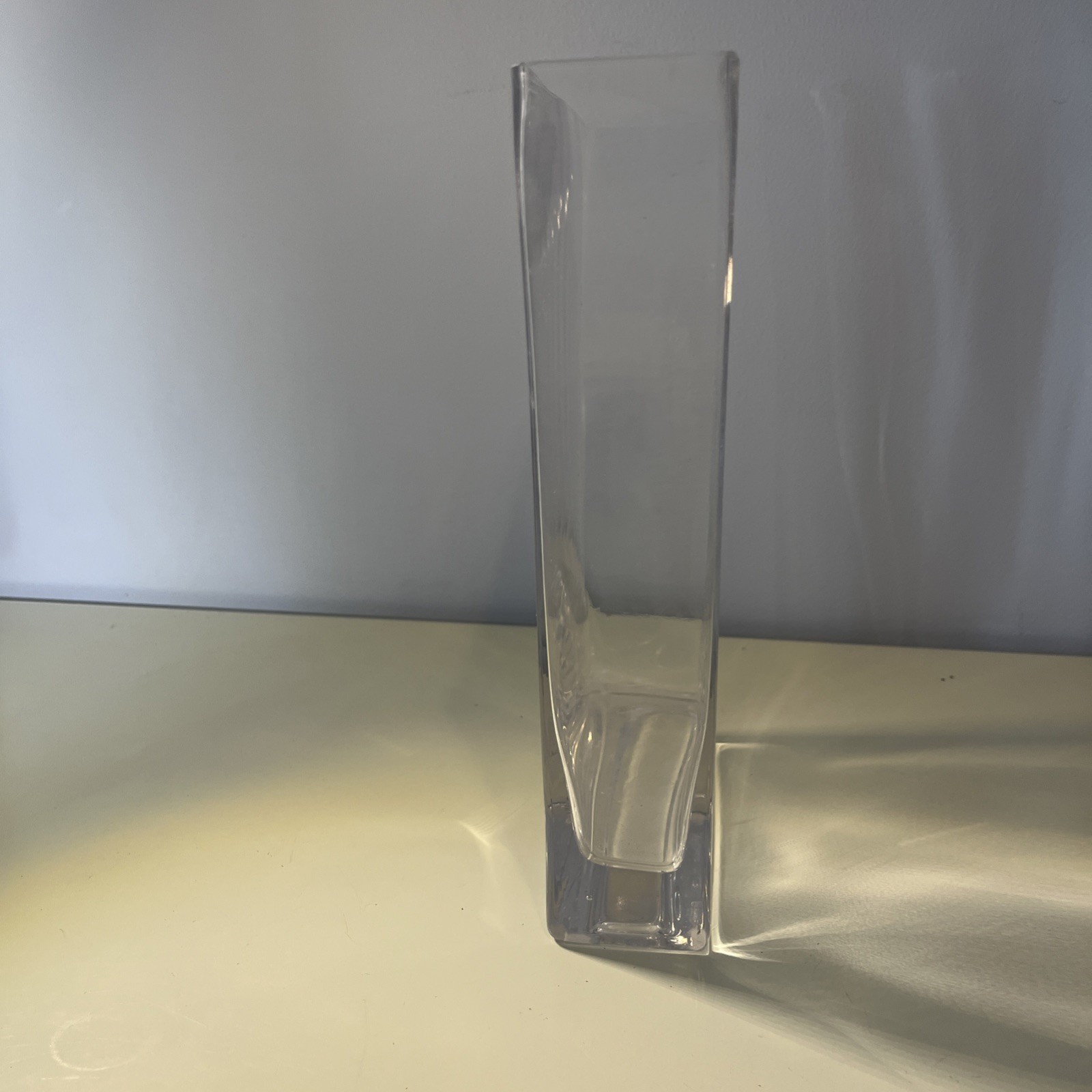 Clear Thick Glass Rectangle Flared Vase Home Decor Table Shelf Accent 9.8” X 7”