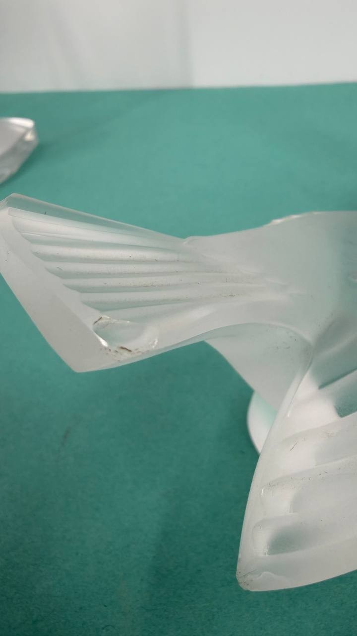 Lalique France Deux Hirondelles Crystal Swallows Birds Figurines Pair