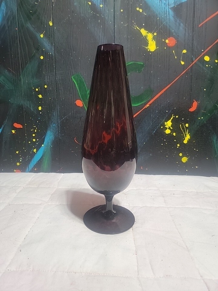 12.5″ Amethyst Art Glass Vase Bud Vase Elegant Home Decor Table Centerpiece