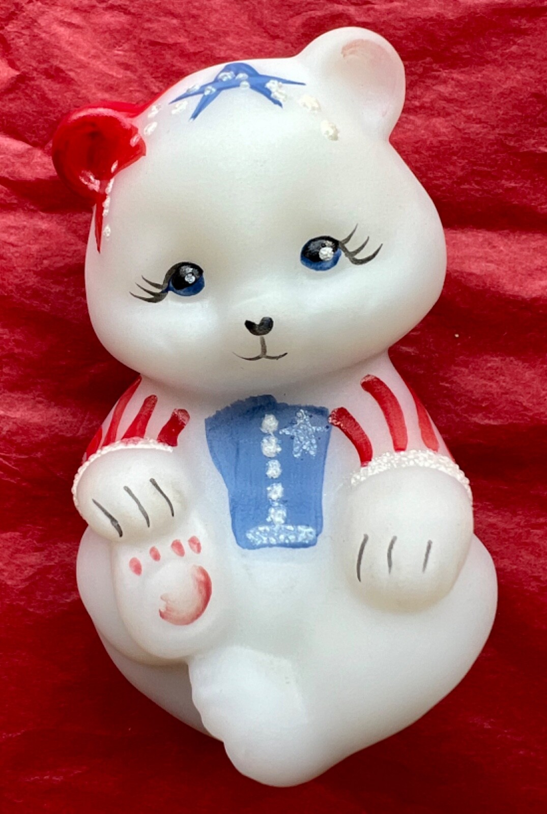 FENTON PATRIOTIC BEAR STARS AND STRIPES ARTIST DANE FREDRICK GORGEOUS NIB
