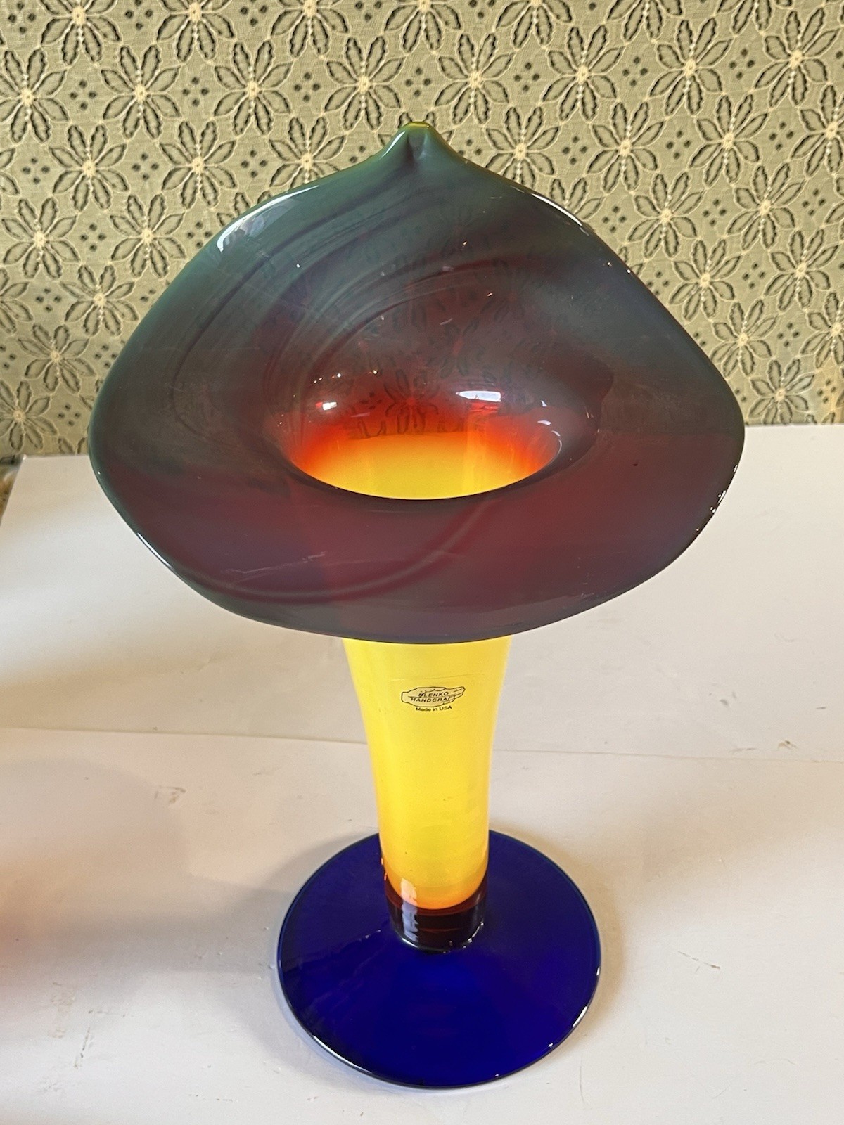 Rare Blenko 2003 Jack In The Pulpit Vase “Tequila Sunrise”