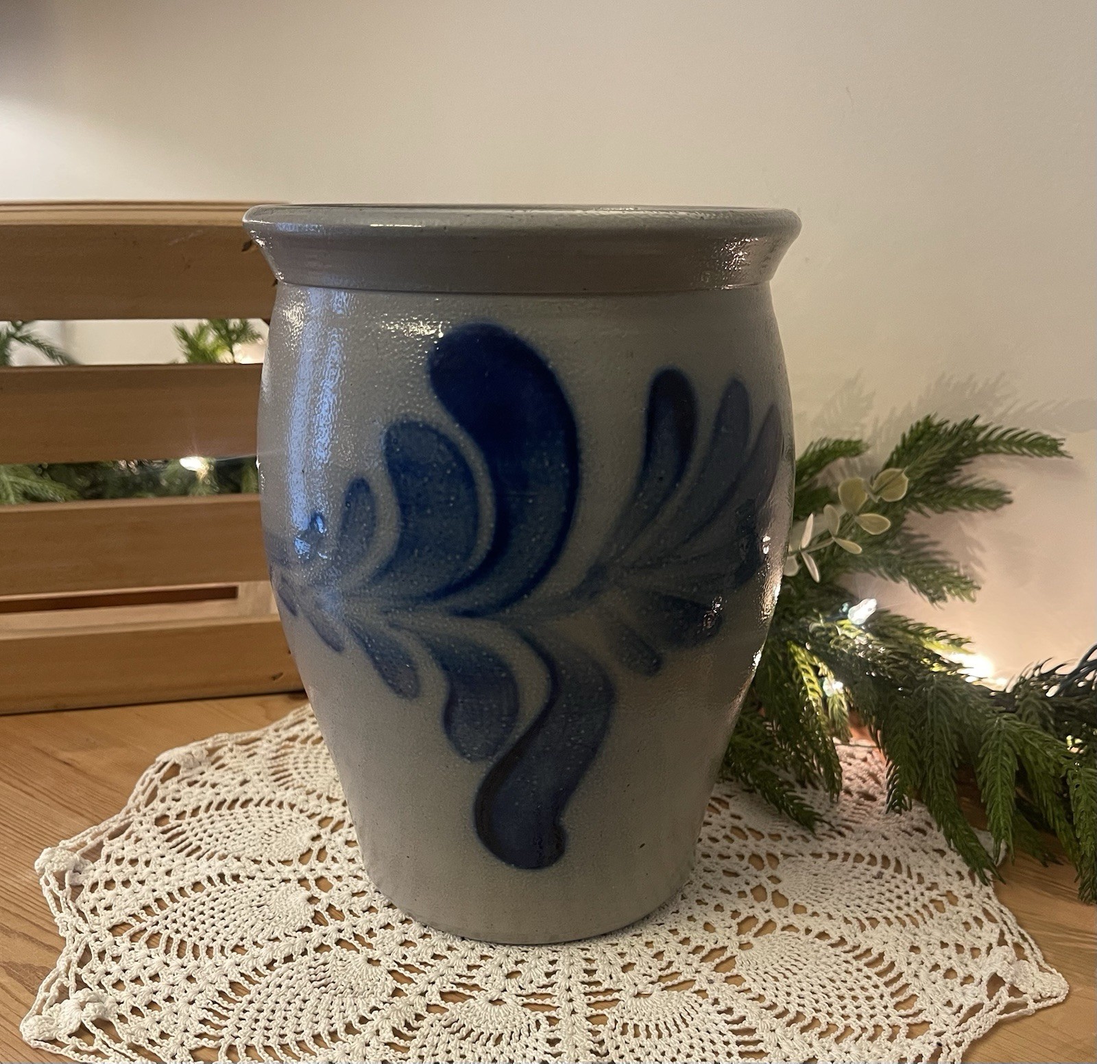Eldreth Pottery 2001 Vintage Salt Glaze 8 Inch Crock Marked Second EVC