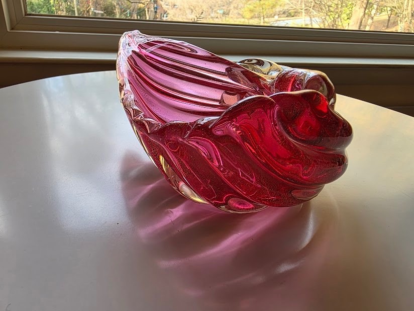 1950s MURANO Sommerso Art Glass SHELL CONCH Bowl MCM Alfredo Barbini Venice Nice