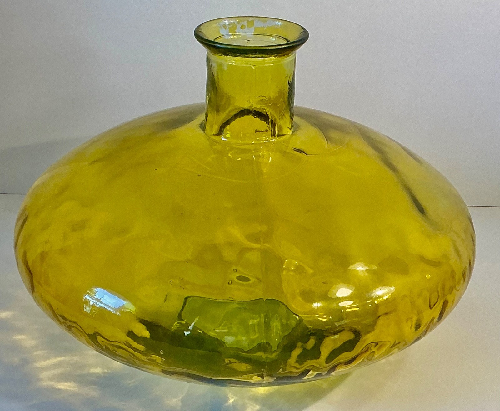 Large Recycled Yellow Glass Oblong Vase From Vidrios San Miguel, Spain 15” x 11”