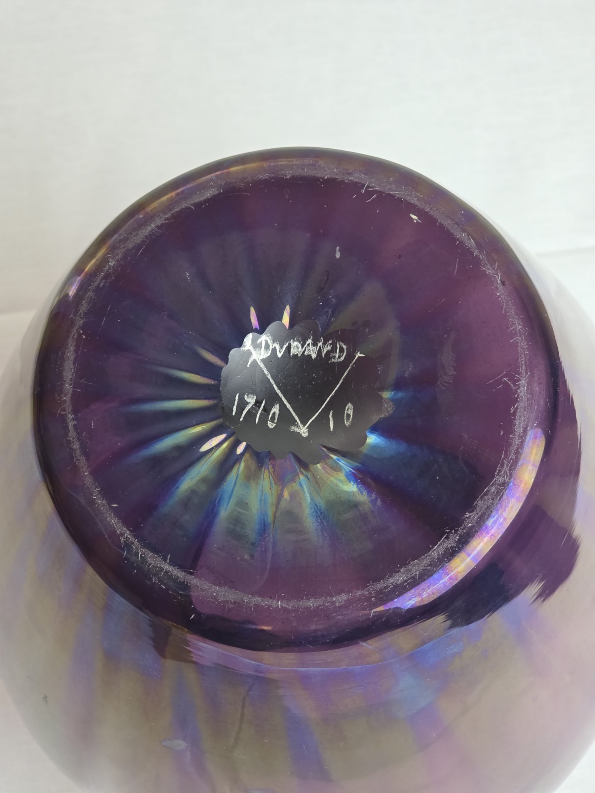 10 1/2″ Signed Durand Amethyst Vase