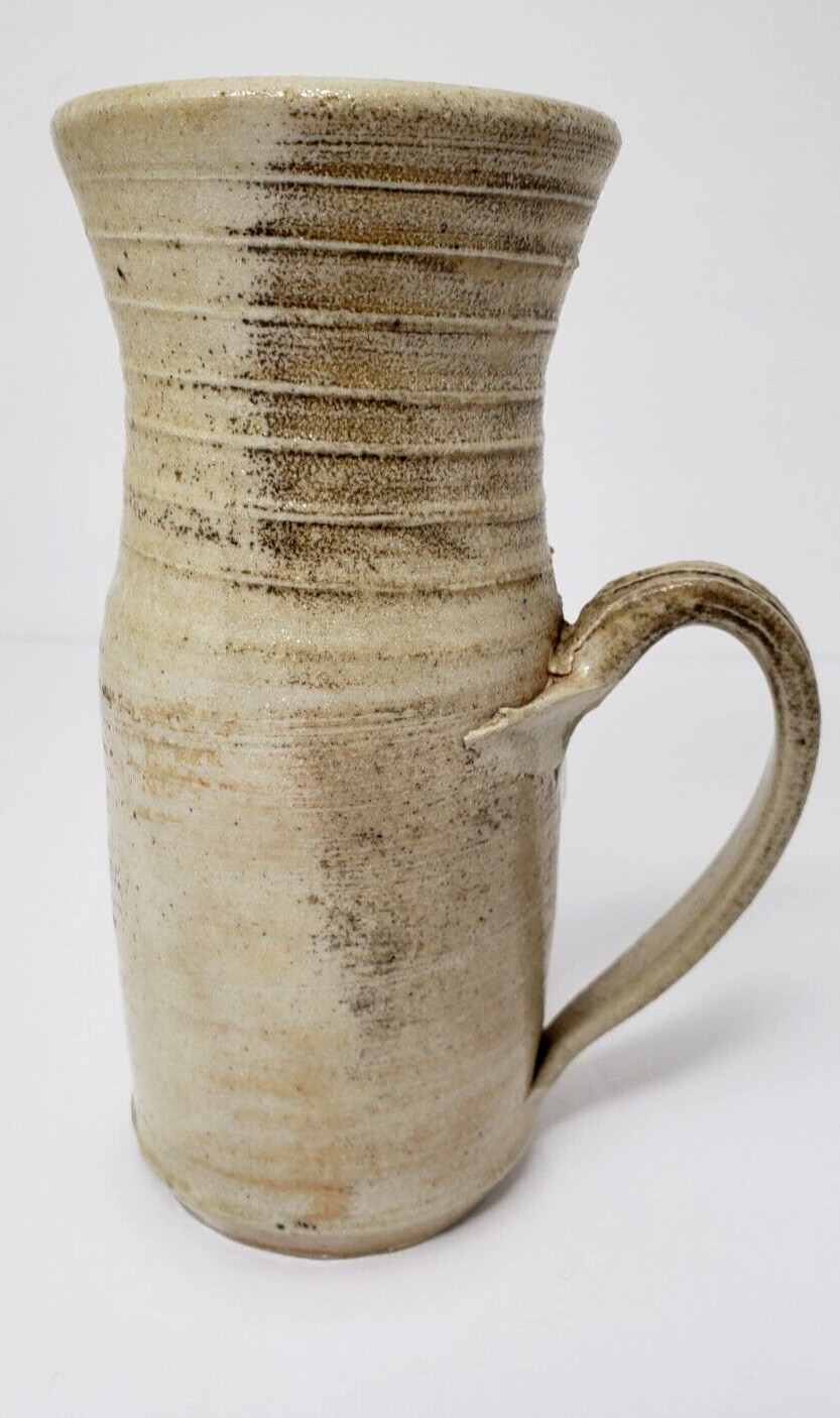 Pottery Primitive Rustic Textured Clay Ceramic Handle Cup Vase Earthtones Decor