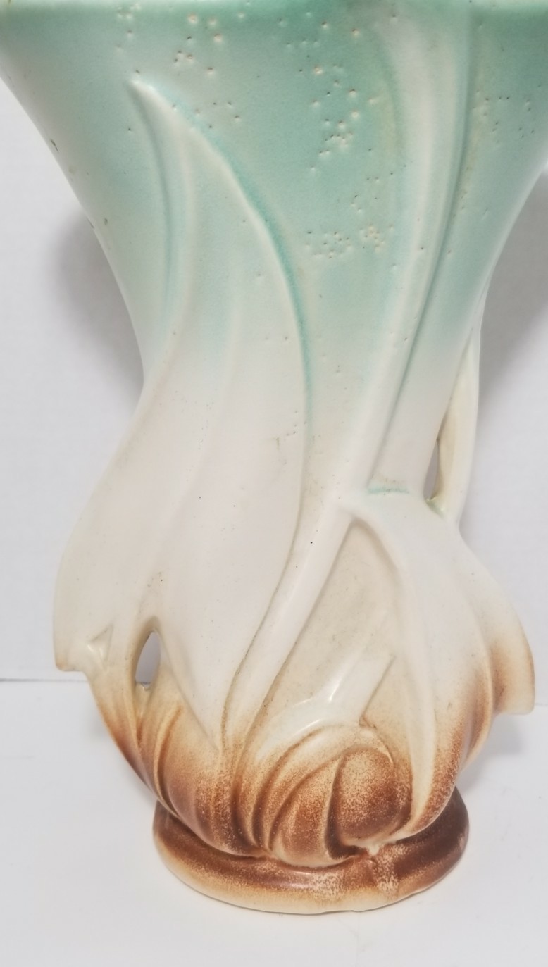 Vintage McCoy Pottery Arrow Leaf Vase 10″ Tri Color