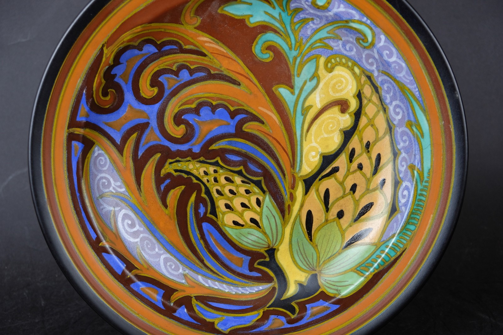 Large Antique Dutch Arts & Crafts Jugendstil Art Nouveau Dish, 36,3 cm
