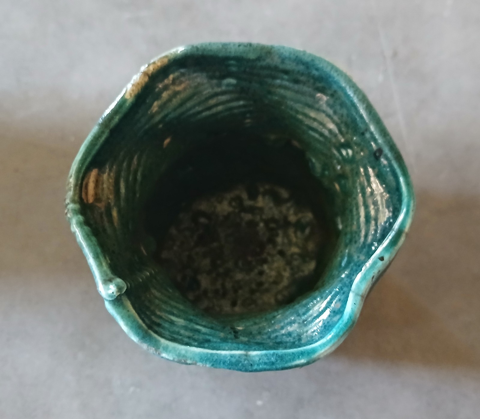 Lot of 4 Studio Art Pottery Planters Vases Signed Succulent Air Plant Green Blue