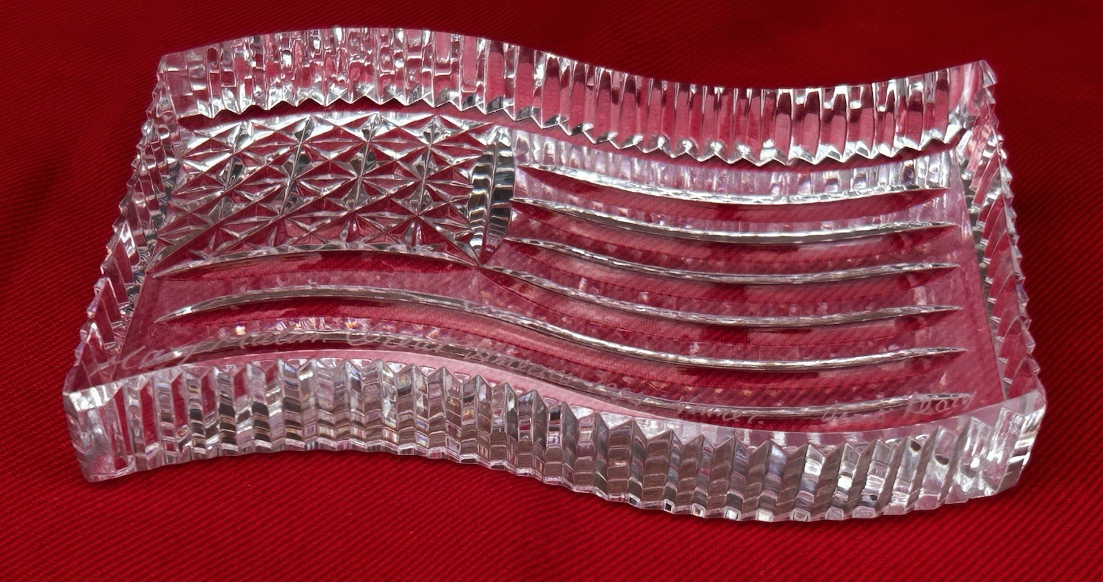 Waterford Crystal Paperweight American Flag Engraved w/ Name 1994 Jim O’Leary