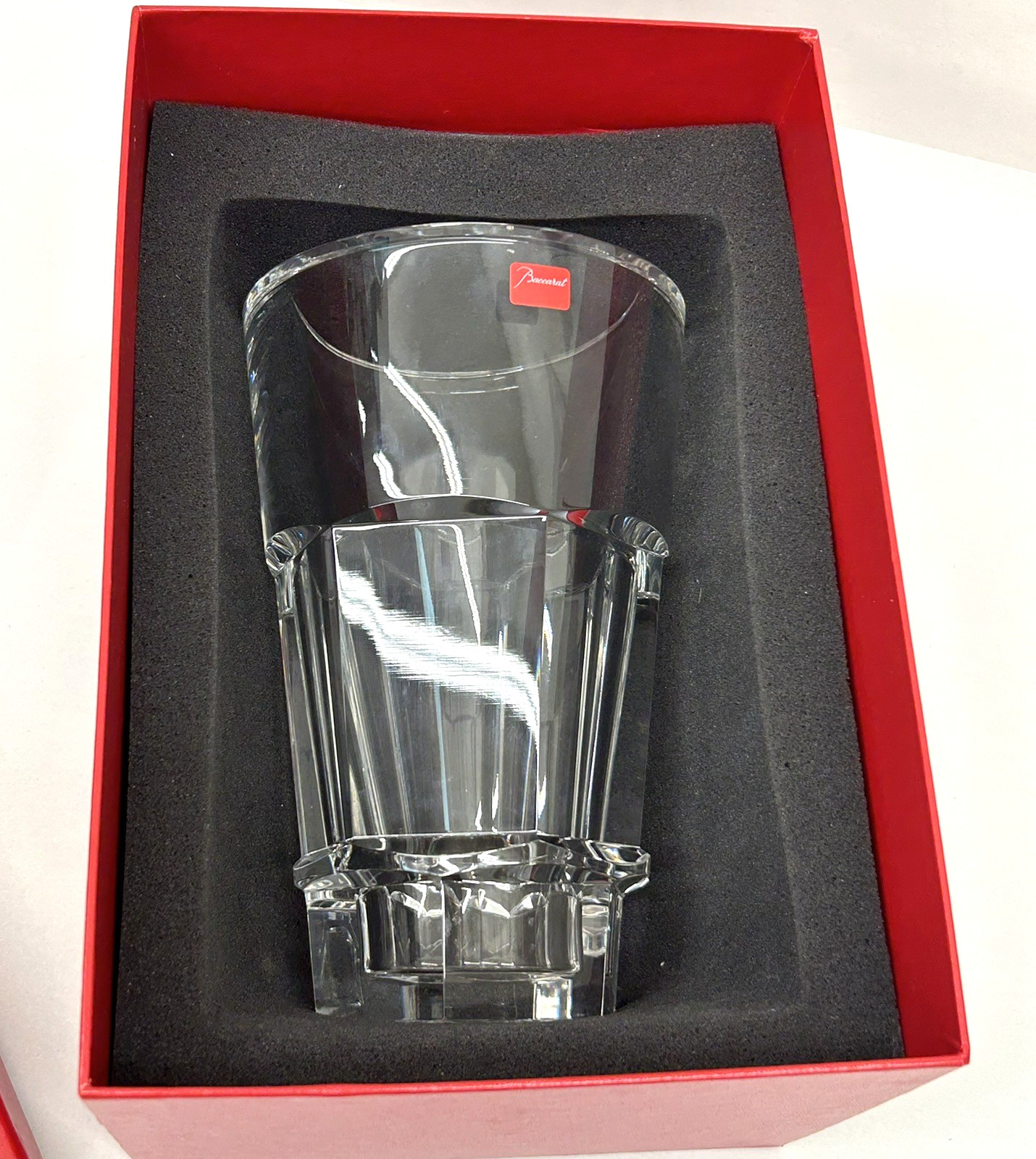 Baccarat Abysse Clear Crystal Flower Vase 8″ with Box