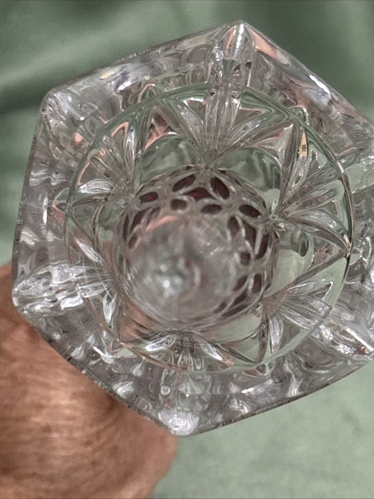 Vintage Echt Bleikristall 8 In Clear And Red/plum Crystal Footed Bud Vase