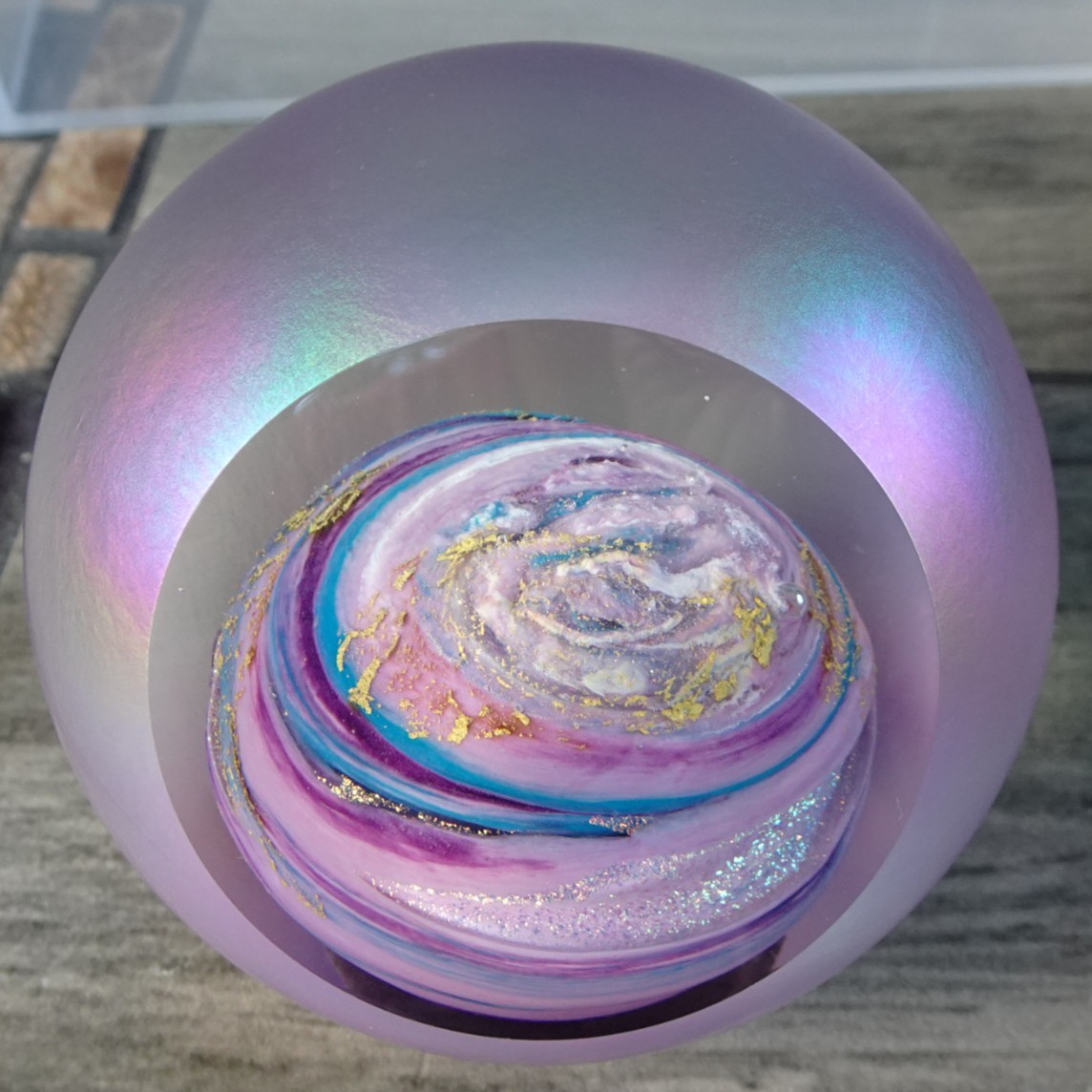 Signed GES Glass Eye Studio 2005 VENUS Faceted Celestial Planetary Paperweight