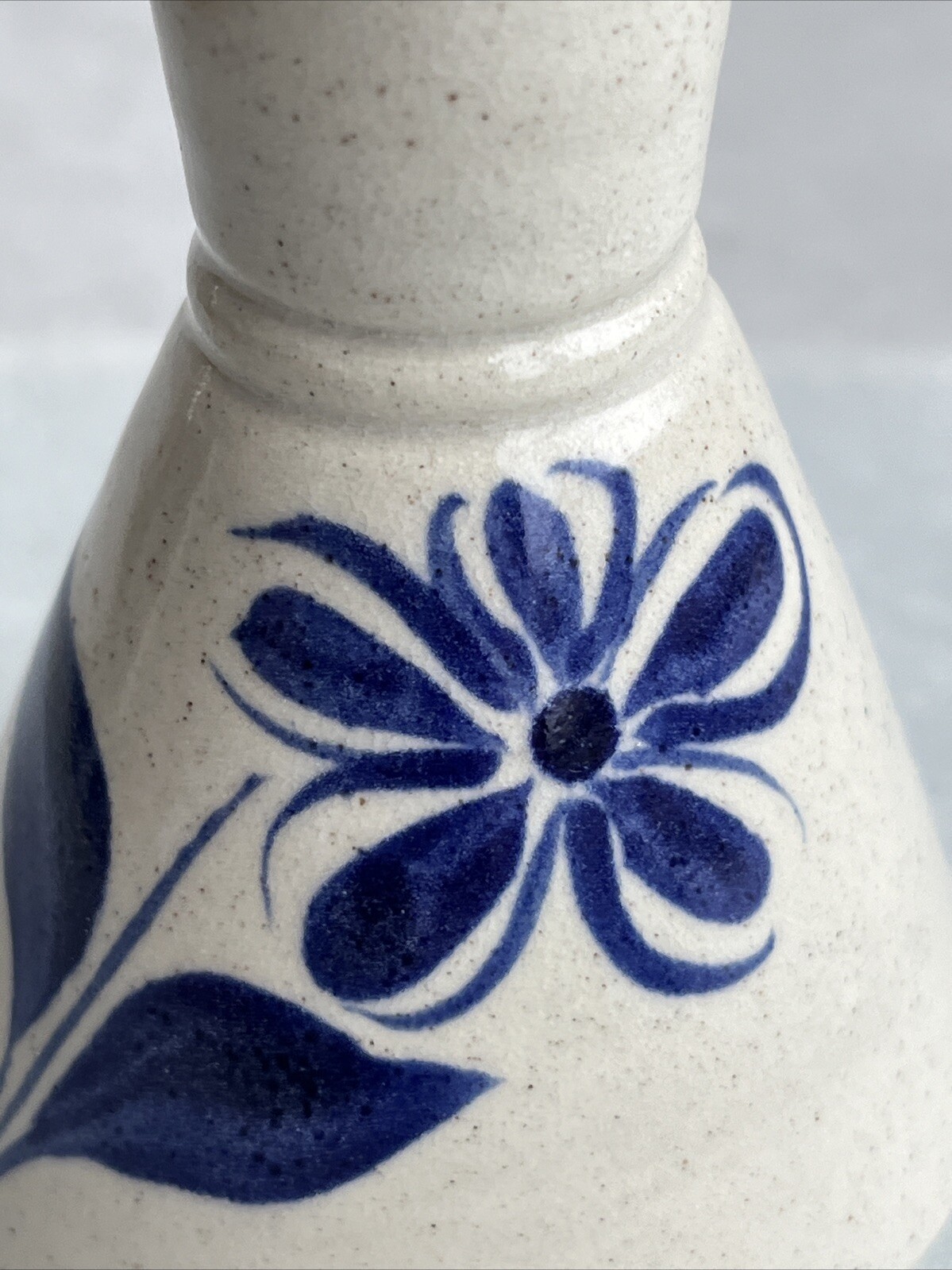 Williamsburg Pottery Inkwell Pair Bud Vases Cobalt Salt Glazed Stoneware 3.5”