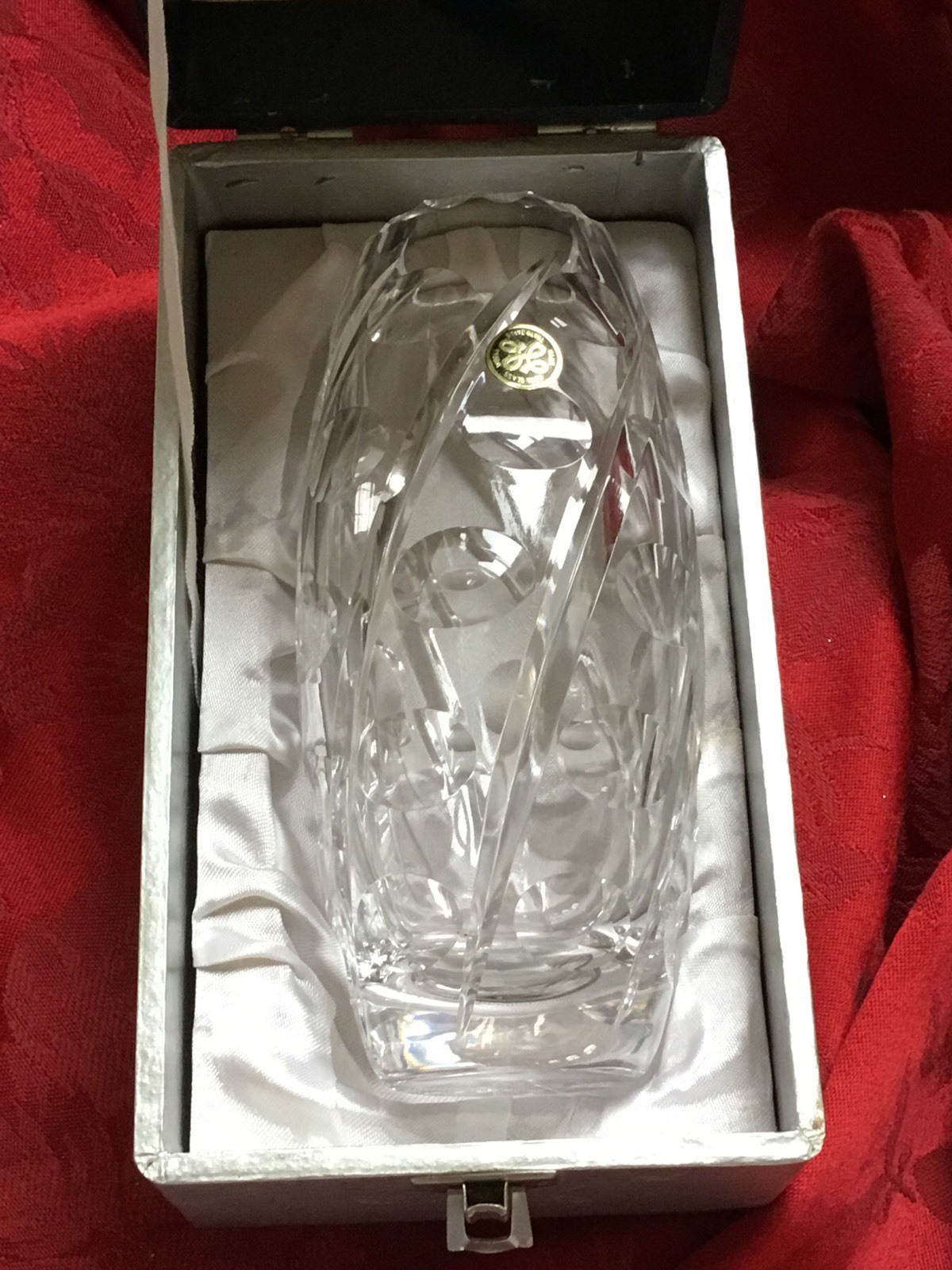 NEW NIB FLAWLESS Exceptional HOYA Japan Art Glass Crystal VASE Dimple Design