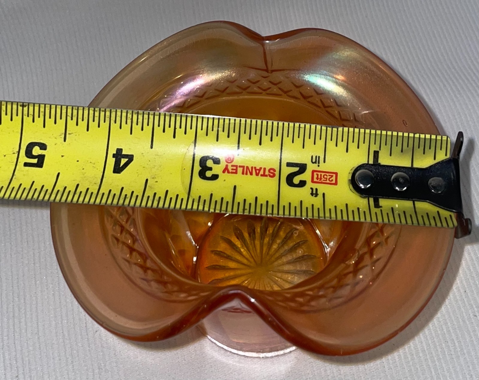 Dugan Glass Hat Vase in Marigold Carnival Glass 4 inches High