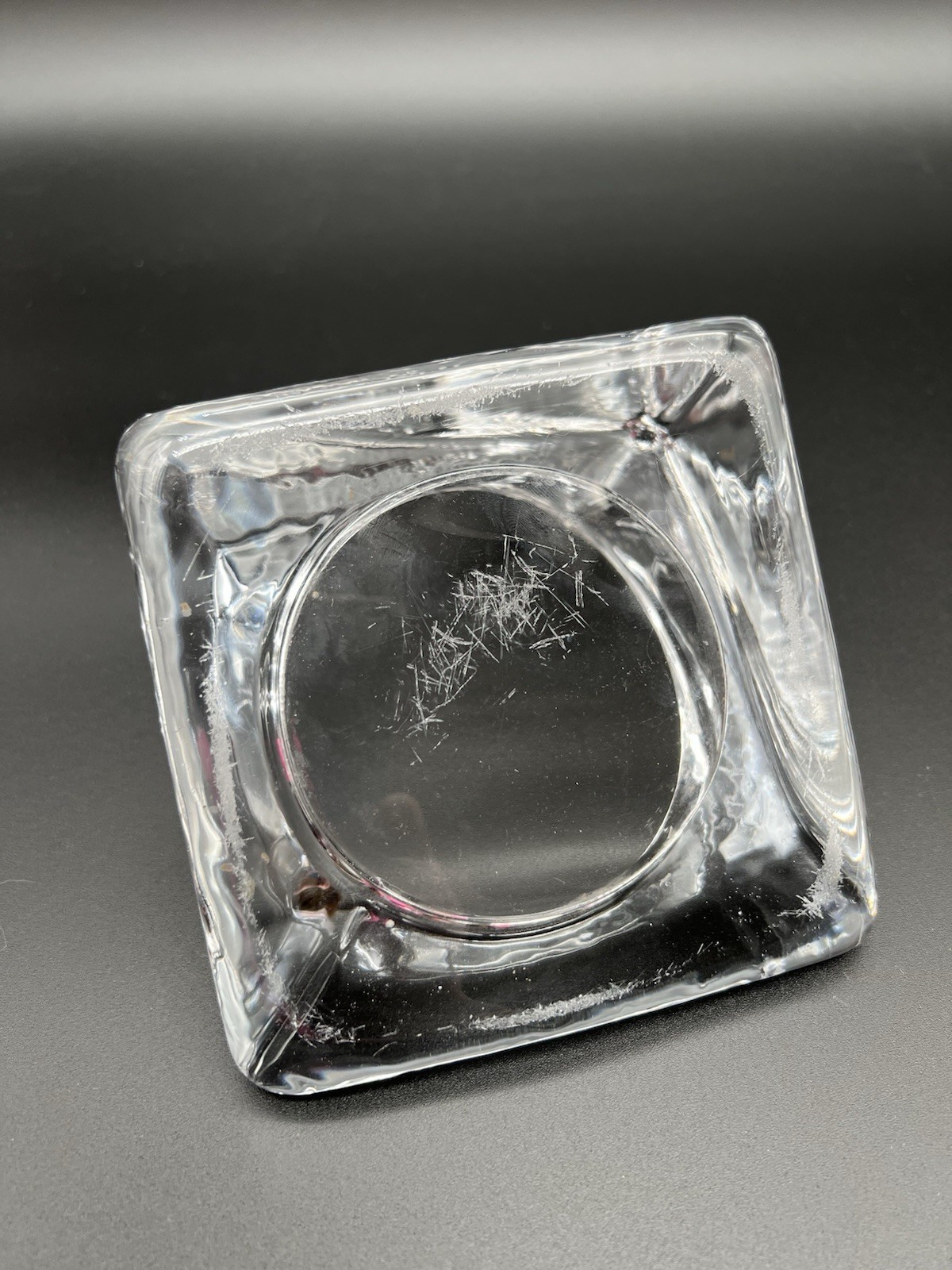 MCM Nybro Crystal Pyramid Shaped Candle Holder From Sweden, Tord Kjellstrom