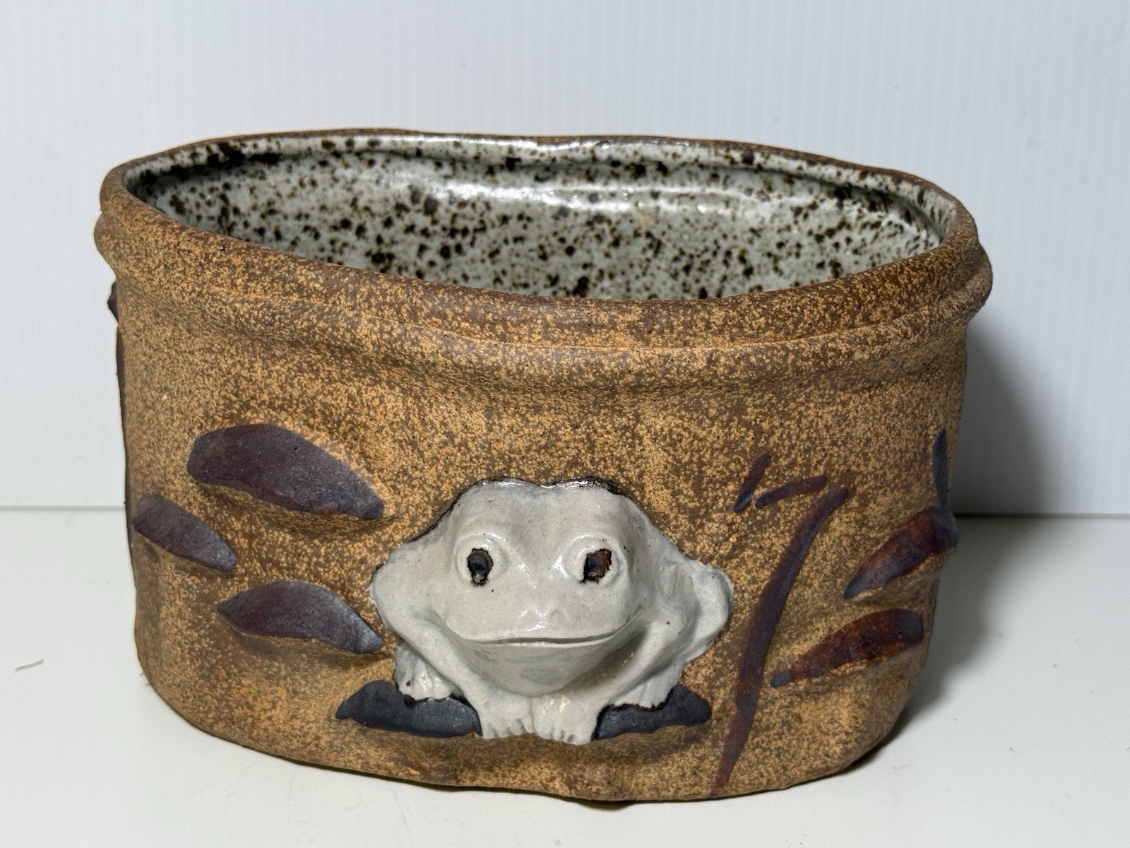 Vintage Art Studio Pottery Frog Planter Signed PW 1974