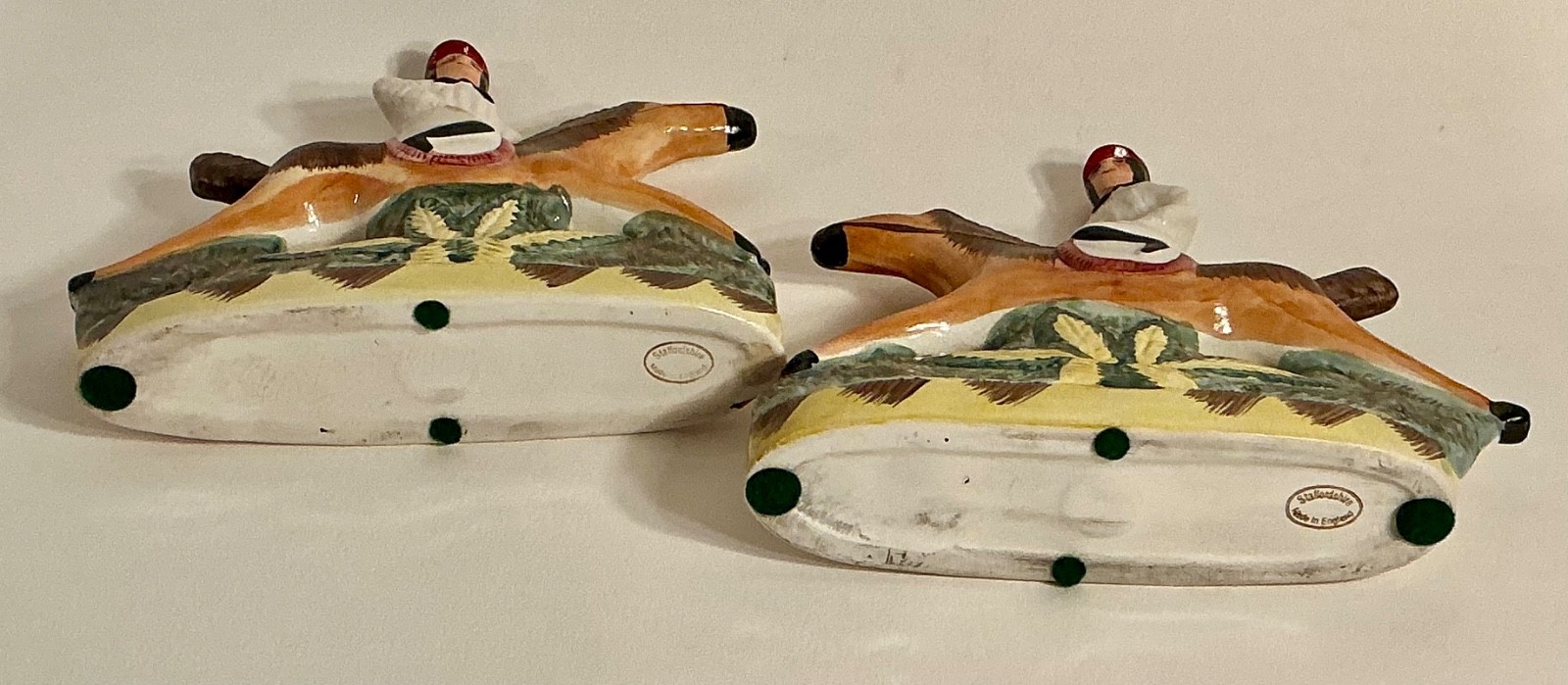 PAIR Vintage Staffordshire England Jockey & Horse Figurines English Equestrian