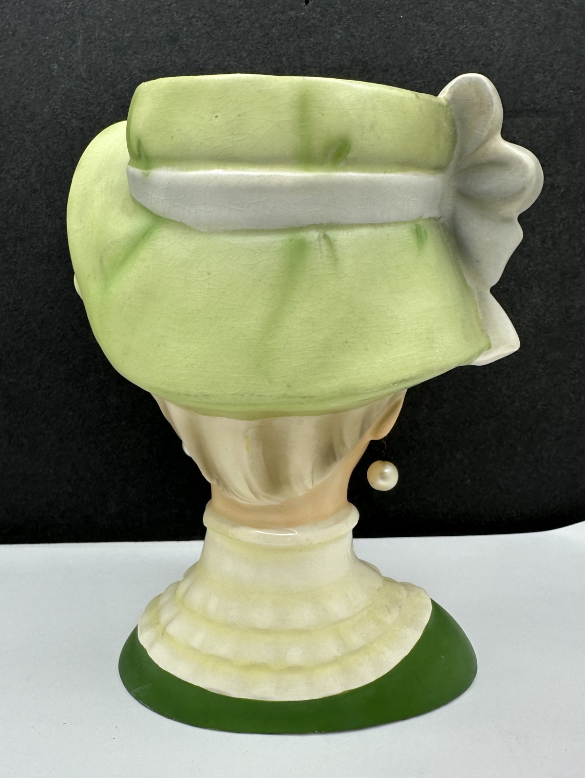Relpo 2054 Victorian Lady with Hat Head Vase 6 3/4″ with Earrings Vintage MCM