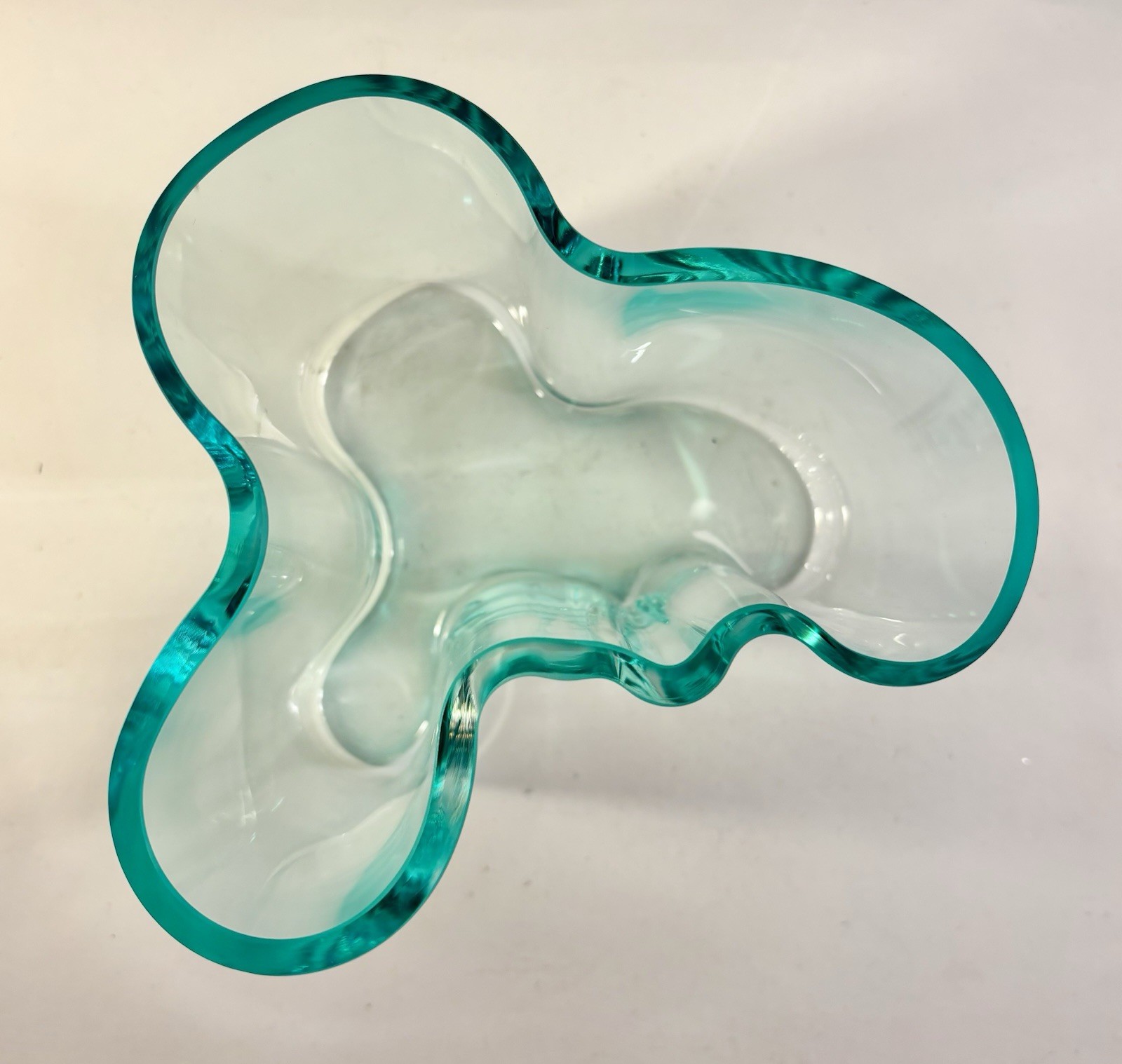 Alvar Aalto Savoy Vase 4.75″ Tall Clear Aqua Glass Made in Finland by Iittala