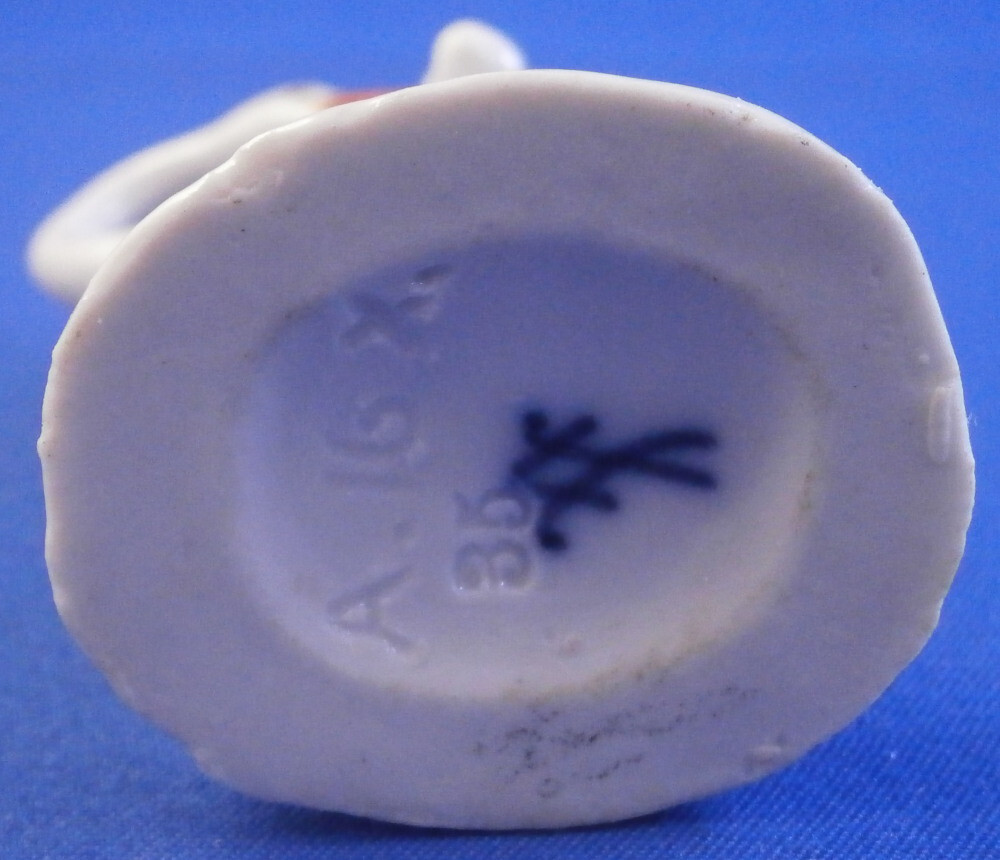 Antique 19tC Meissen Porcelain Miniature Stork w/ Baby Figurine Porzellan Figure