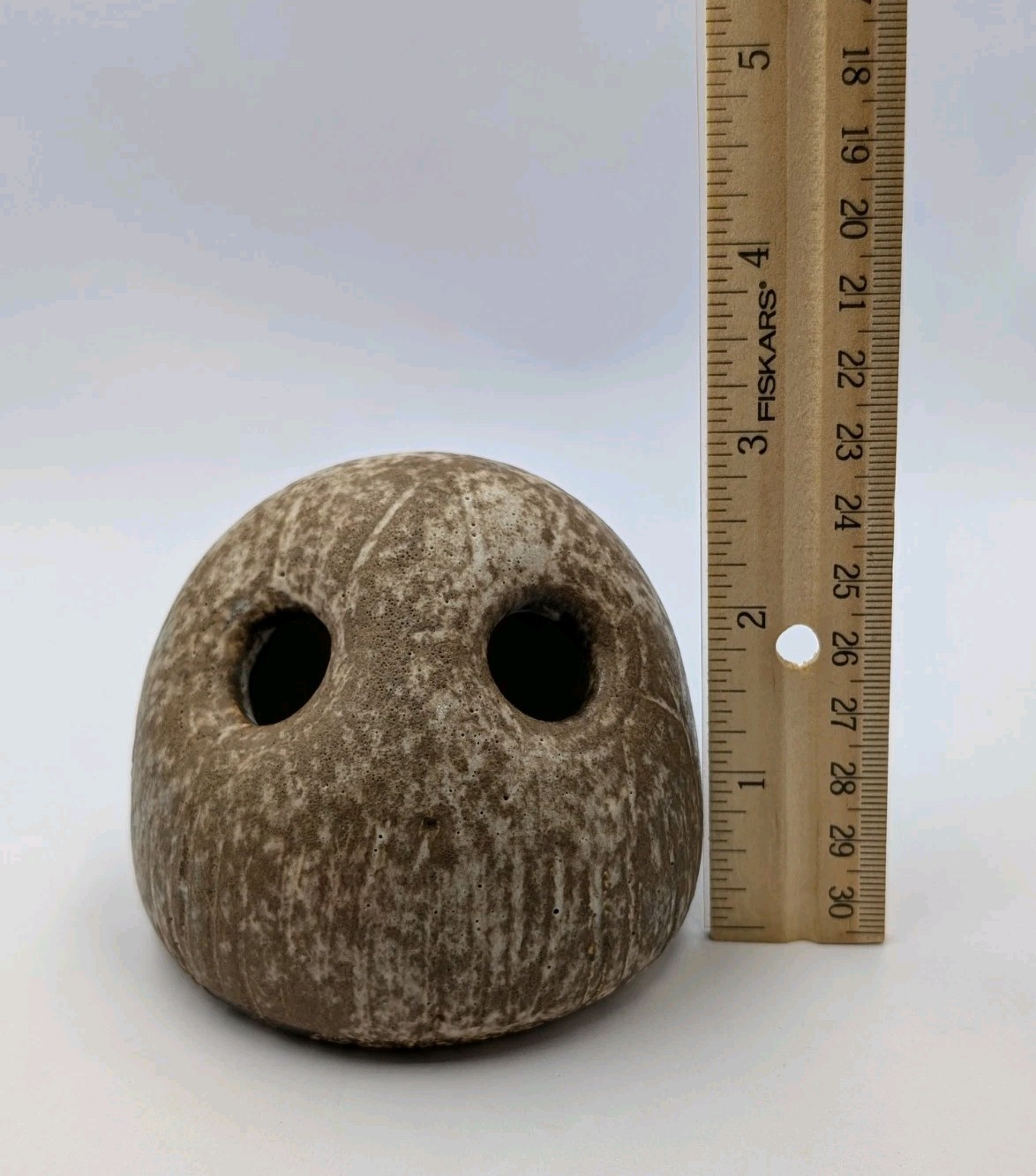 Vtg Lee & Erma Rone McCarty Nutmeg & Cobalt Blue Accent Pottery Owl Figurine 3″