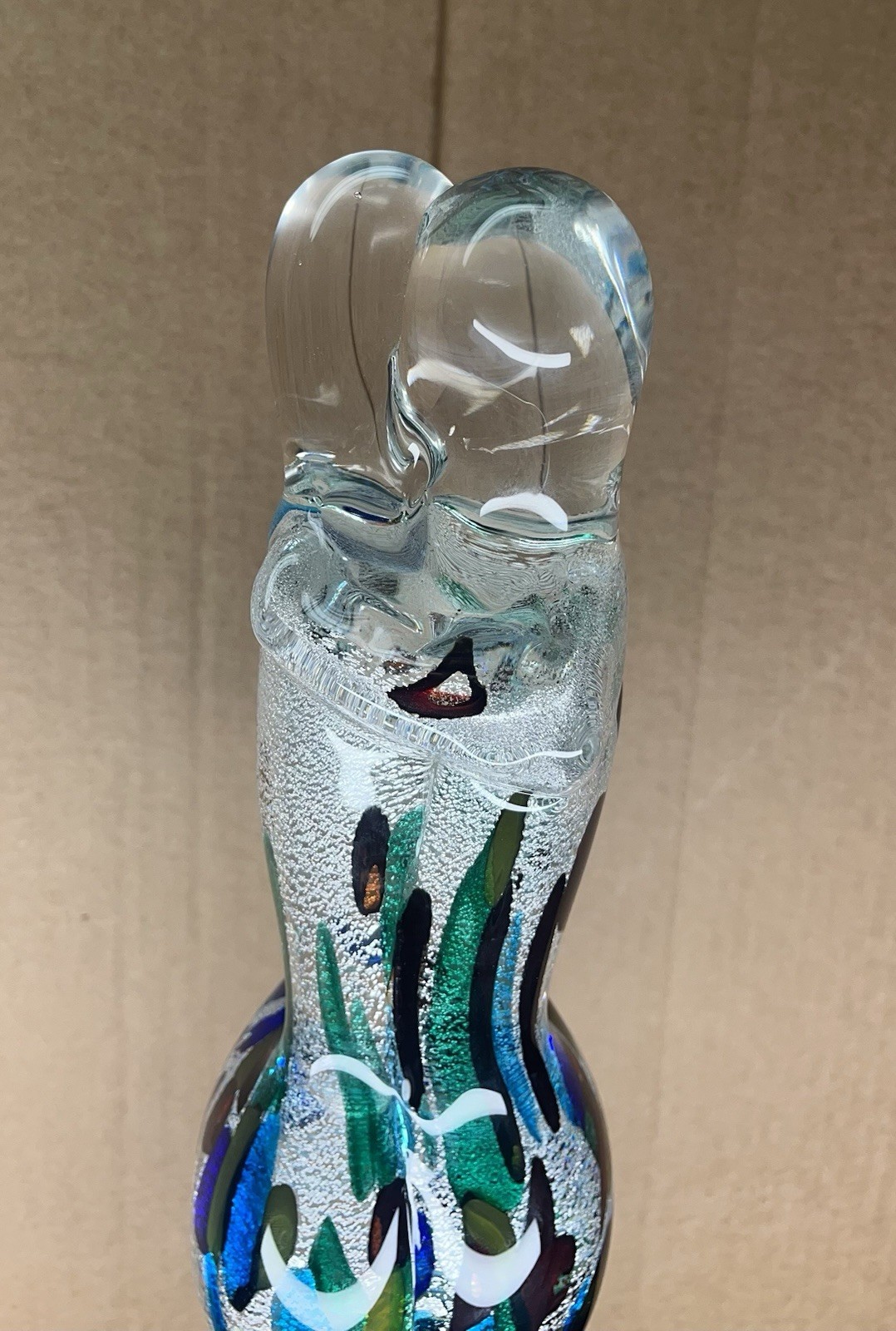 Beautiful Murano Glass Lovers 22” Multi Colored Sculpture
