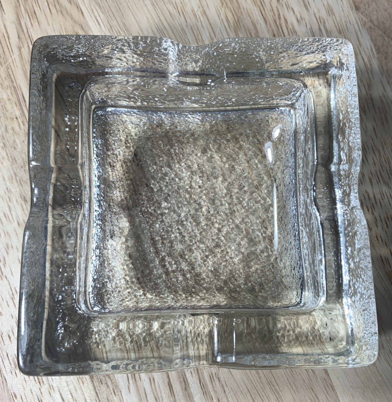 Scandinavian Style Glacier Ice Ashtray Square Crystal Glass VTG
