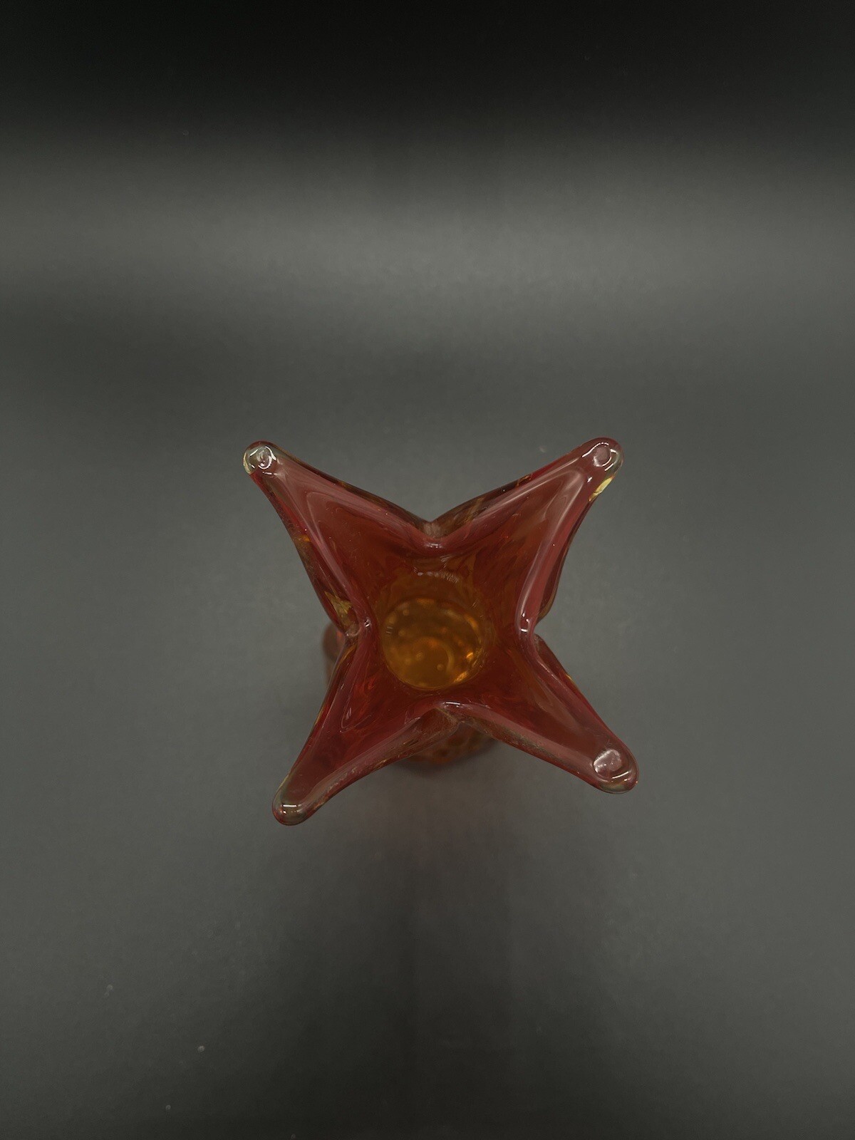 Hand Blown Art Glass Vase Orange And Yellow MCM