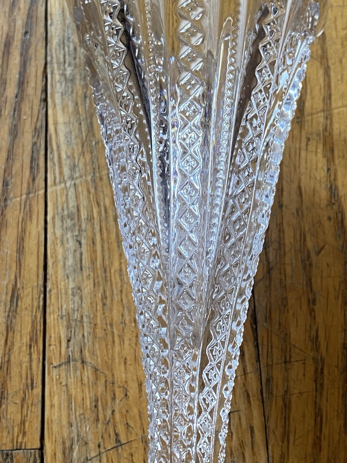 Vintage Crystal Cut-glass Flower Vase Tall 6 1/2” tall by 3″ in diameter