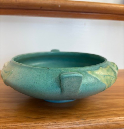 Vintage Roseville Thornapple Green/Blue 307 6 Low Planter 3 1/4″ H x 9 1/4′ W
