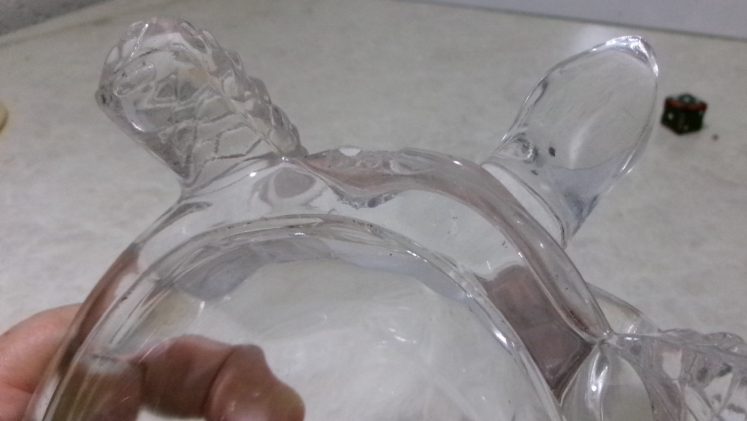 Turtle Tortoise Large Clear Glass Art Figurine 7in garden decor CHIP