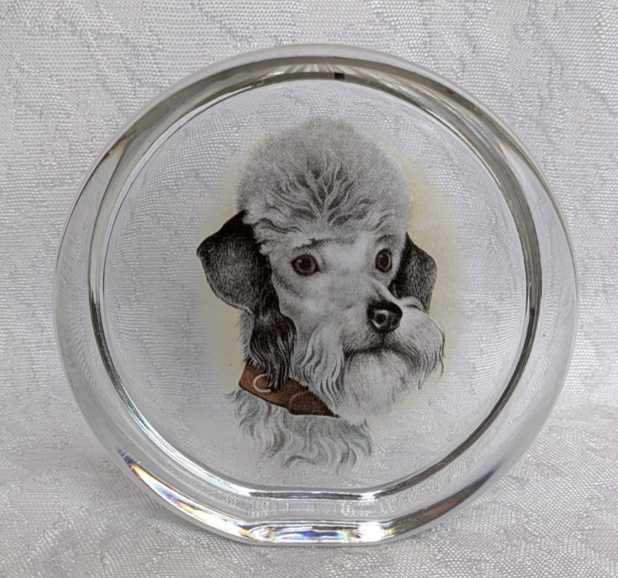 Vintage Viking Glass Poodle Dog Paperweight Figurine Display