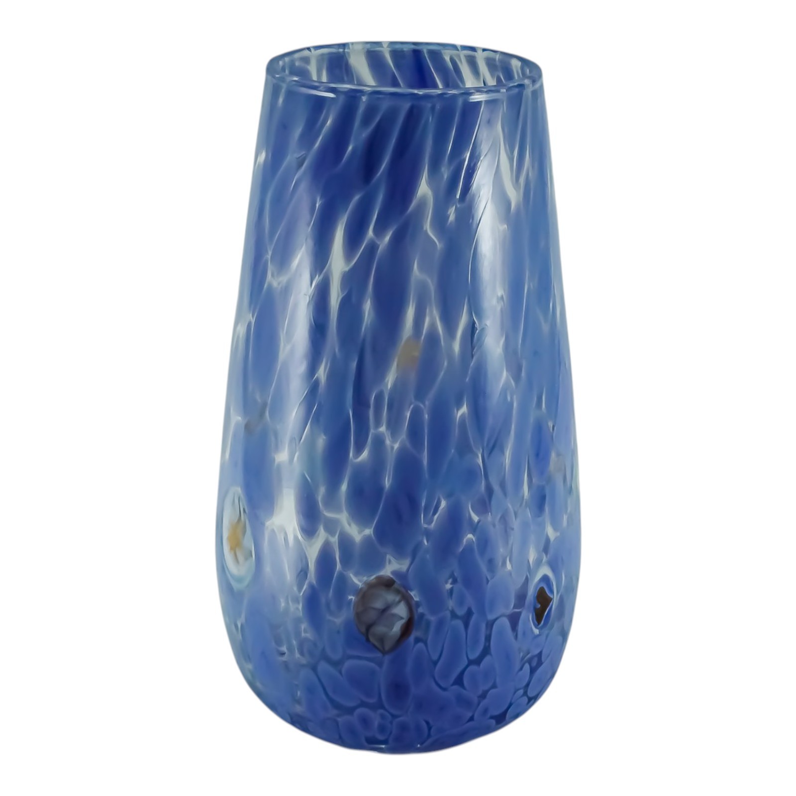 Large Murano Glass Vase Blue Multi Millefiori 22.5cm