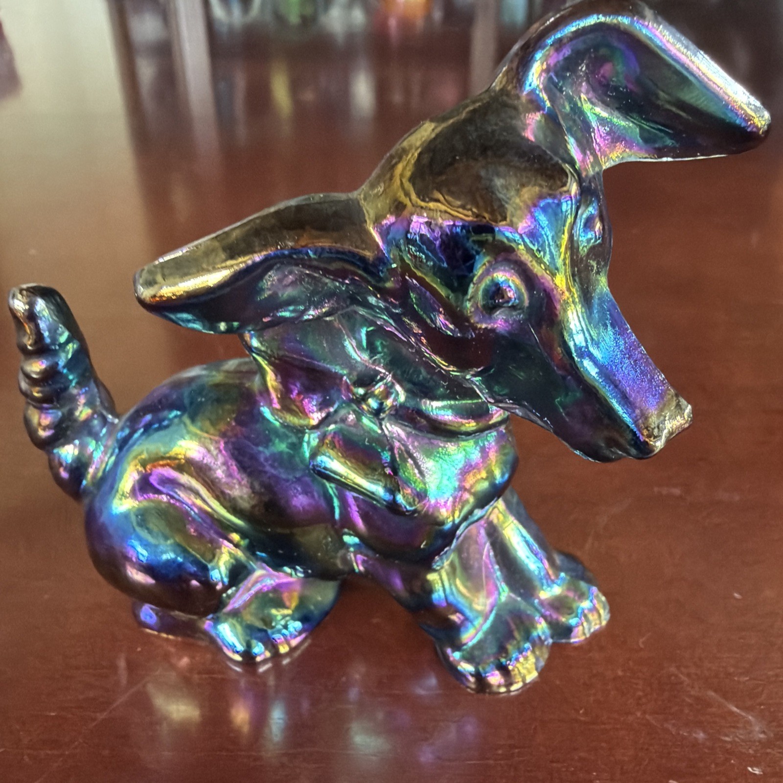 Darling Vintage Imperial Glass Terrier “Parlor” Pup Amethyst Carnival Signed