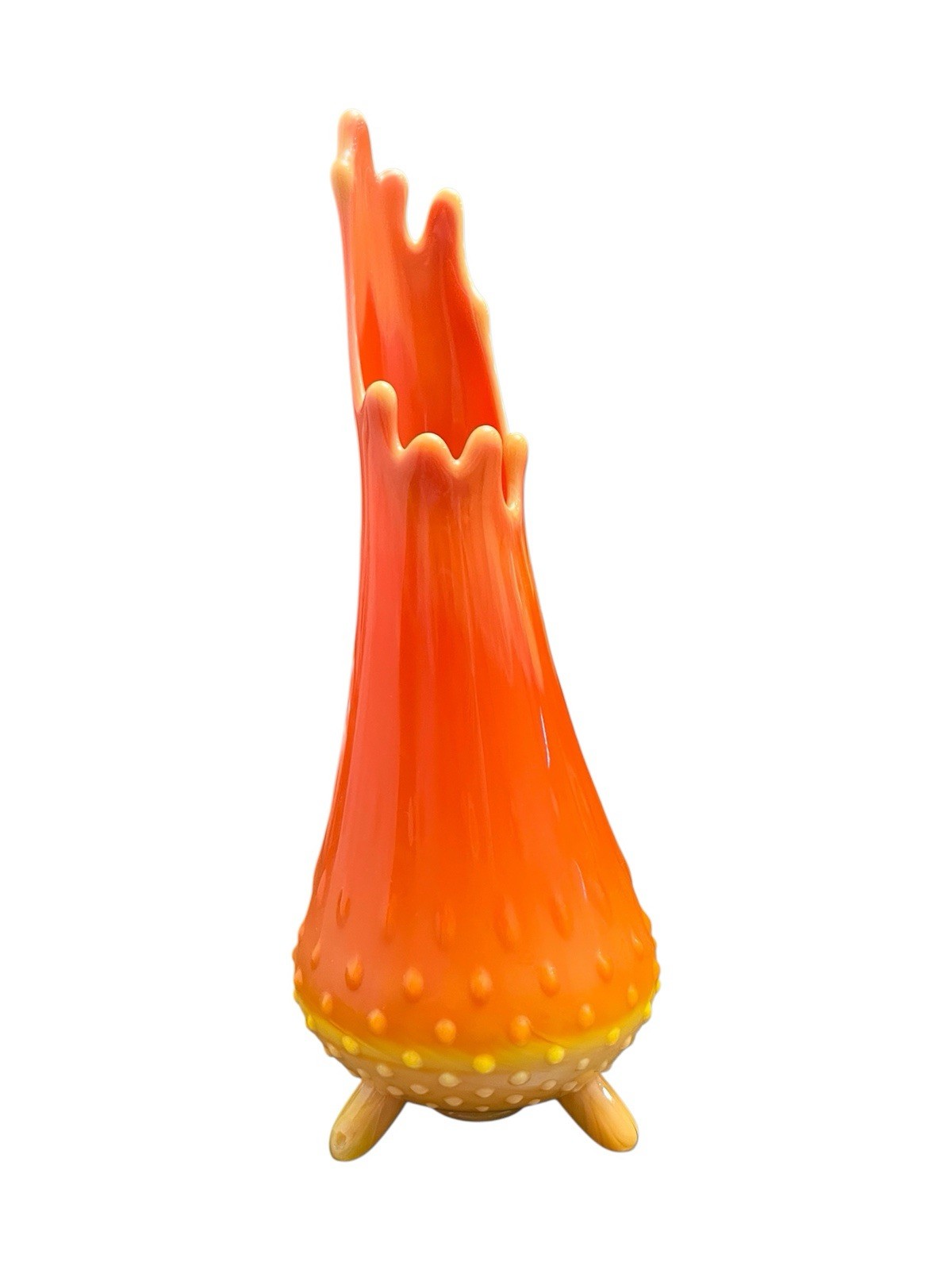 L.E. Smith Bittersweet Hobnail 3 Toe Swung Vase Vintage MCM