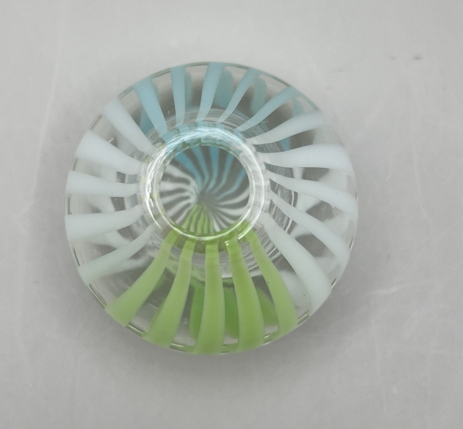 Vintage Mid-Century Modern Murano Style Striped Filigree Art Glass small Vase