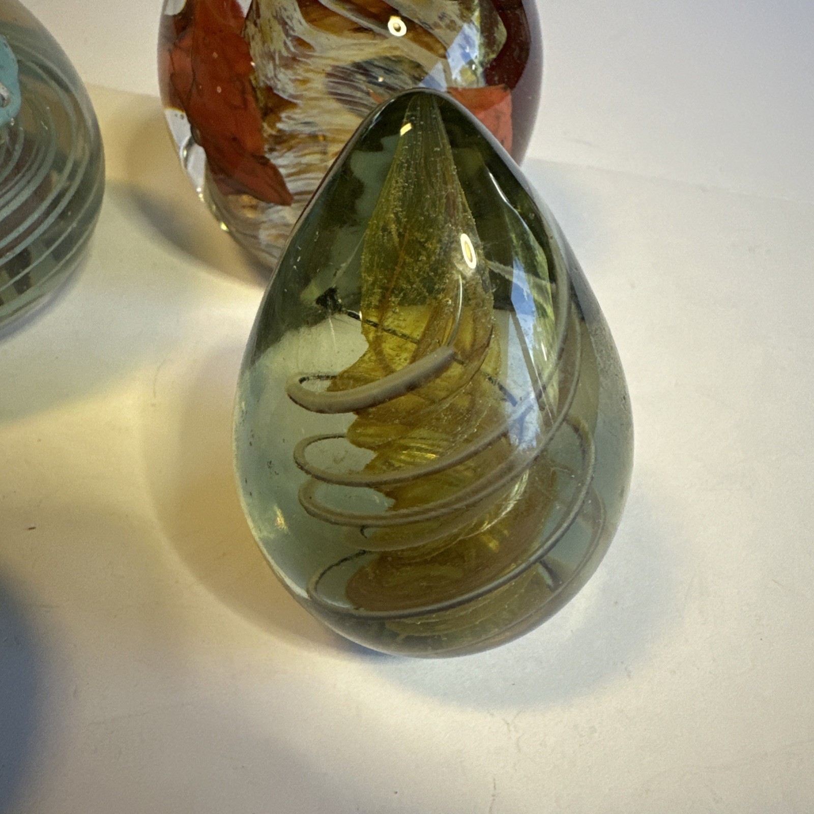 Lot of 6 Vintage Blown Glass Paperweights