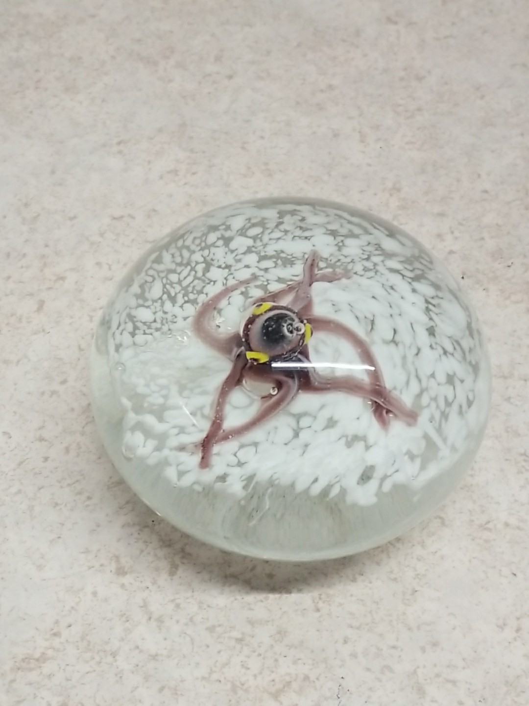 Small Paperweight Pink Octopus, Aquatic, Glass, Ocean ,