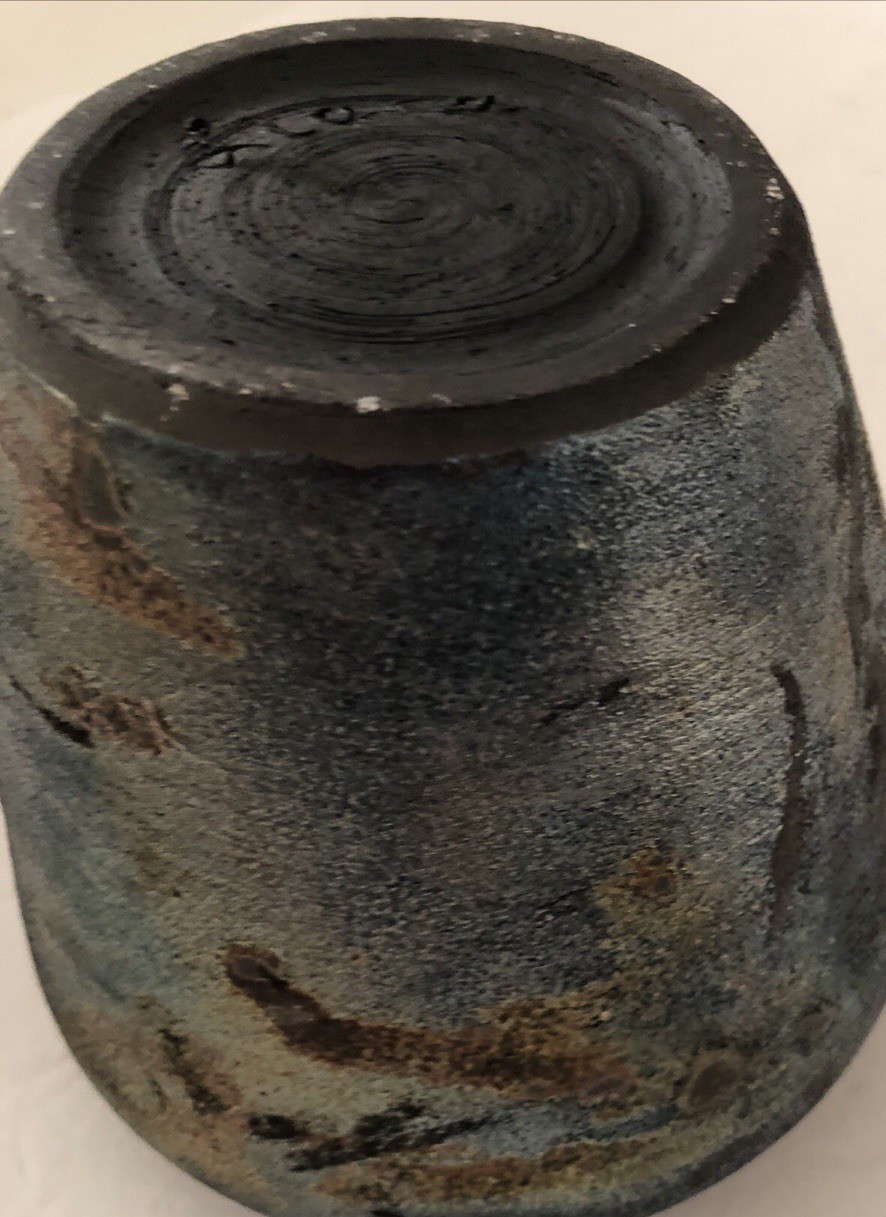 Stunning RAKU VASE Studio Art Pottery Signed Metallic Iridescent Vessel 5.5×5.5