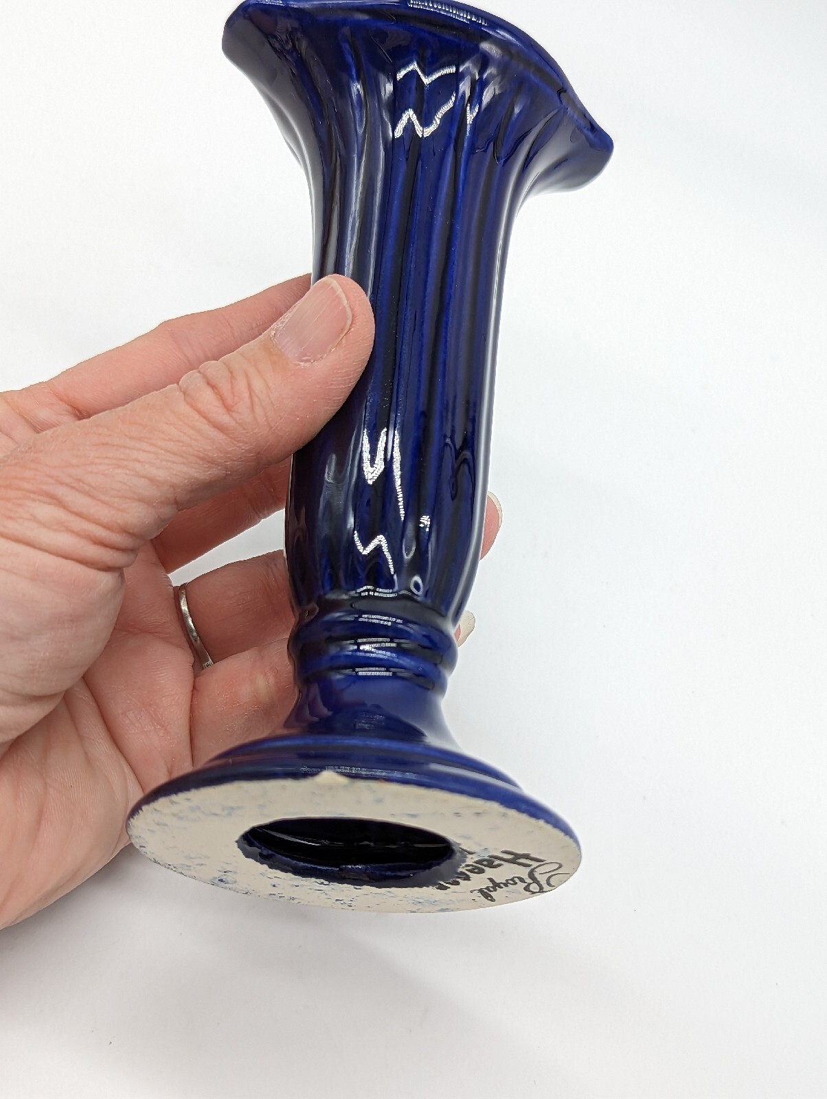 Vtg Pair Royal Haeger Dark Blue Navy Blue Candlestick Holders Set Of 2 6” Read