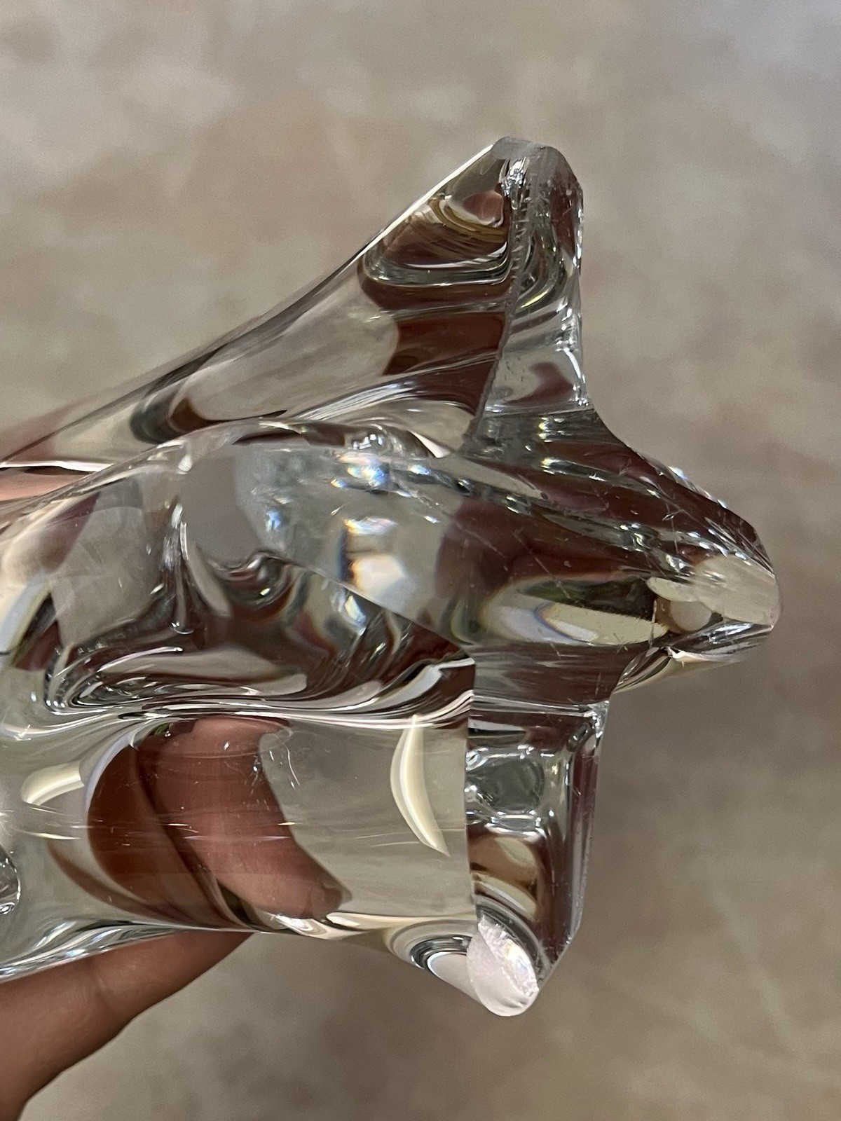Clear Glass Giraffe Figurine Vintage Mid Century Art Glass Sculpture Decor