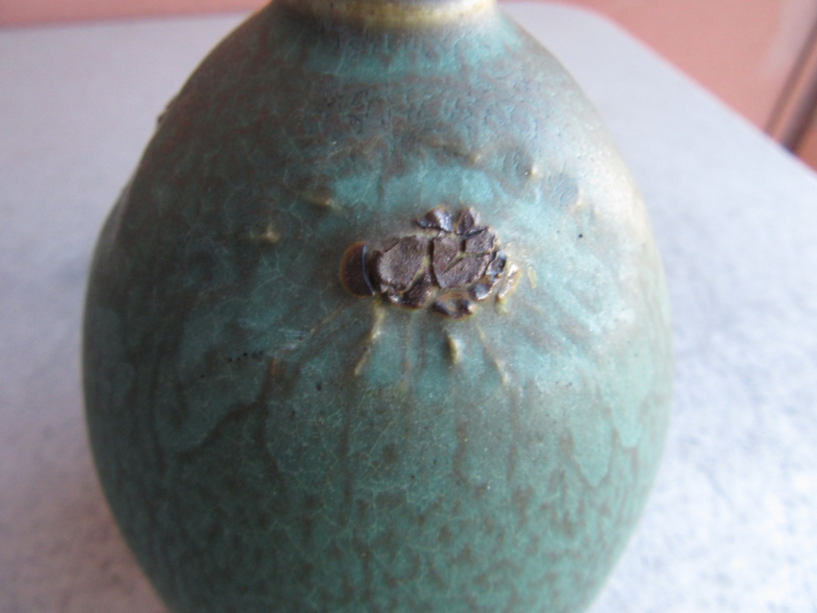 Rookwood Hand Tooled Matte Green/Brown Floral 4 1/4″ Weed Pot 1912 Van Horn