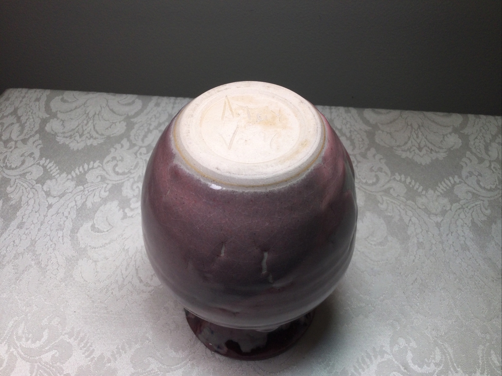 Blue Ridge Pottery Virginia USA Pink Drip Glaze Vase Signed A. Tait Vintage